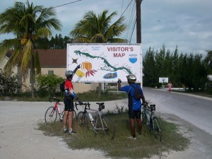 Checking the map at Simms, en route Cape Santa Maria.