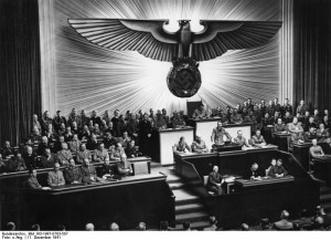 Hitler addressing the Reichstag, 1941. (Wikimedia Commons)