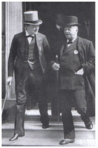 First Lord of the Admiralty Winston Churchill with Admiral Jackie Fisher, who served as his First Sea Lord in 1914-15.